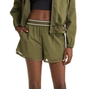 Women's athletic shorts with mesh trim